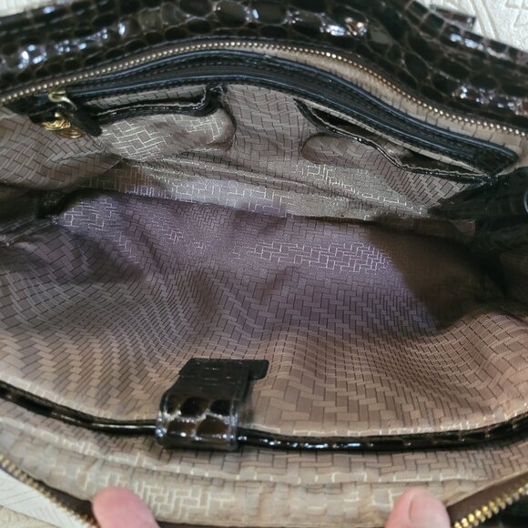 Cole Haan Black Croc Embossed Leather Satchel/Briefcase Women Large Size - Picture 10 of 16